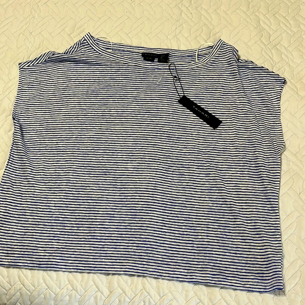 Tahari striped linen NWT Large